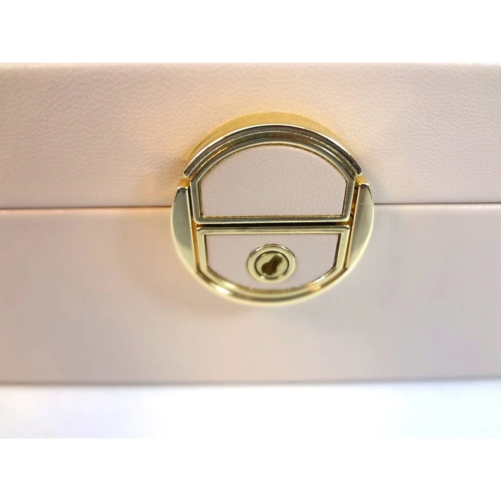 Vlando Pink Faux Leather Jewelry Box with‎ Lock and Key Removable Tray
